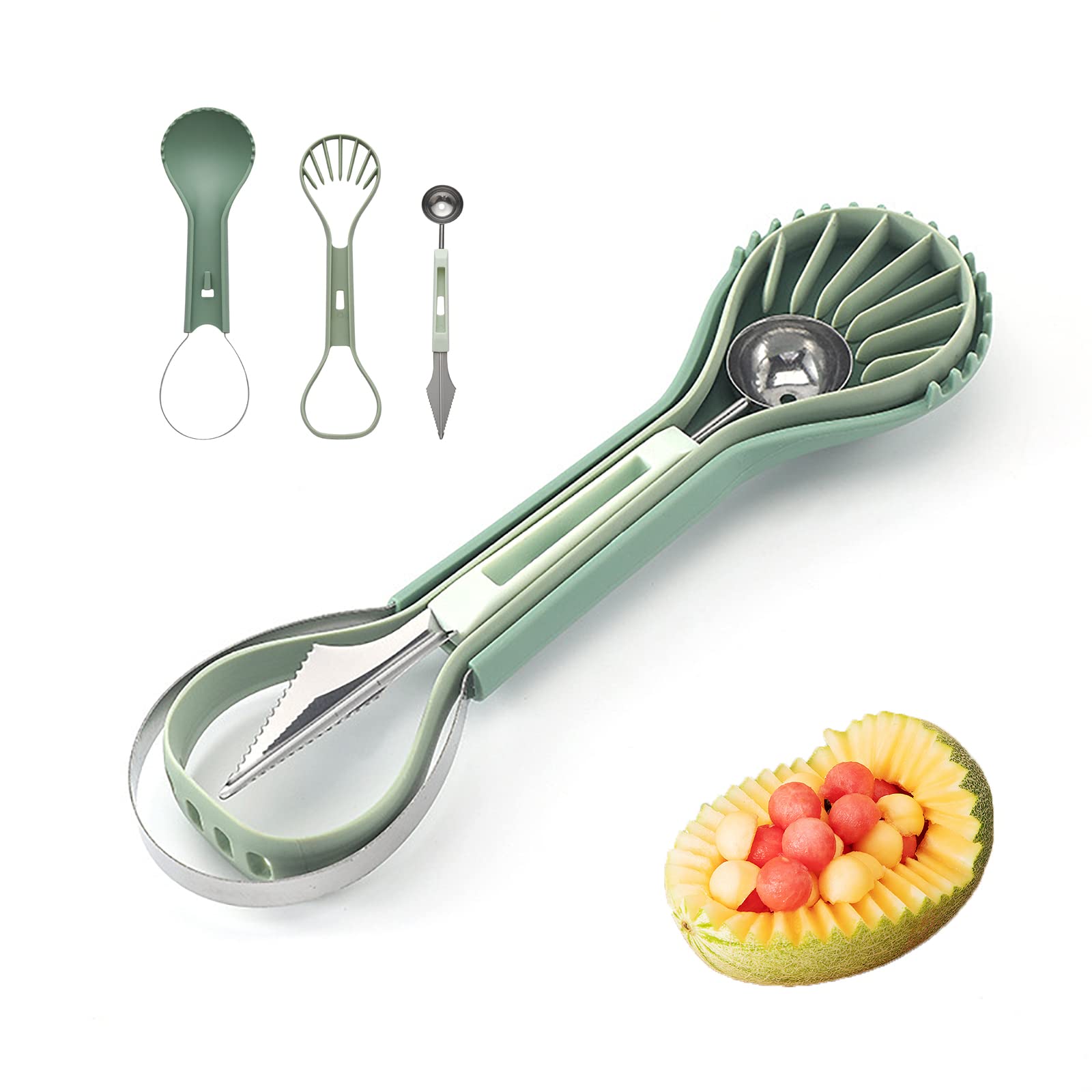 Cuchara para frutas, Excavadora de bolas de frutas de acero inoxidable, Cuchara reutilizable para sandía, Kinfe para tallar creativo, Cuchara para helado, Cuchara para sandía, Pelador de frutas, Cosas de cocina