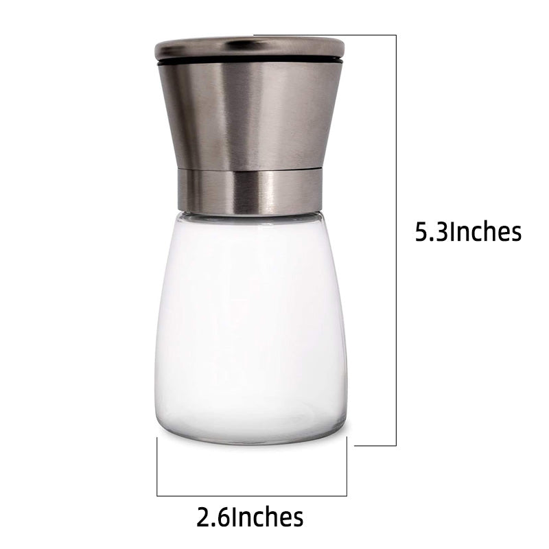 Stainless Steel Salt and Pepper Grinder Short Size Adjustable Coarseness 2.6*5.3inch