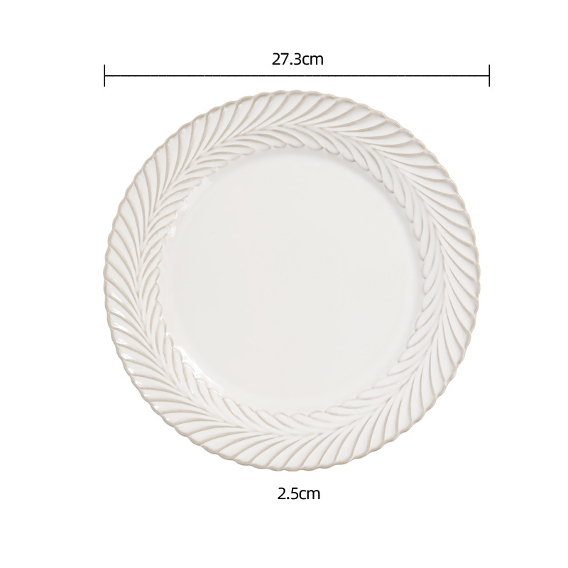 8.5'',10.75'' Embossed Plate Fine Dining Dinnerware, Transmutation Glaze Porcelain Plate Dinner Plate Salad Plate