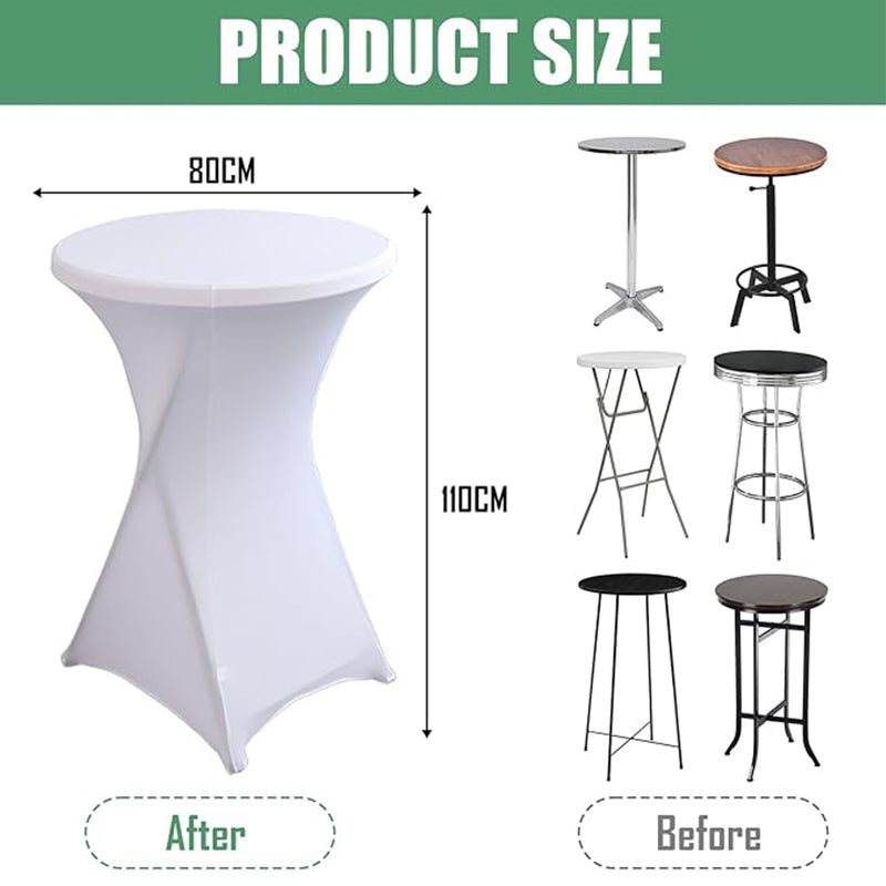 32x43 Inch Highboy Spandex Cocktail Table Covers, Fitted Stretch Cocktail Tablecloth for Round Tables