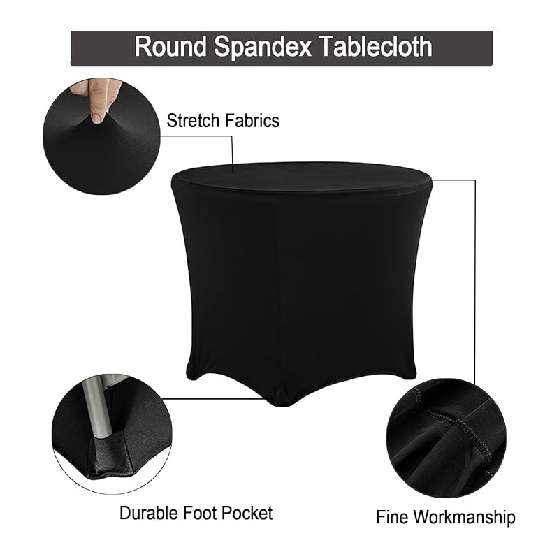 5FT 6FT Round Spandex Tablecloth 60 inch Stretchable Table Cover Tight Fit Stretch Wrinkle Resistant