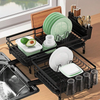 Dish Rack, Carbon Steel Expandable Dish Drying Rack, Large Dish Drying Rack With Drainboard