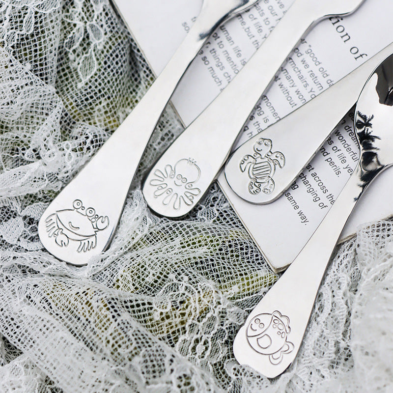 Children's Cutlery Set Marine Animals, 304Stainless Steel, Silver