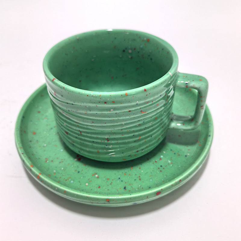 96 pack Espresso Cups Saucers  Ceramic  Ribbed Stoneware Demitasse Cup  Saucers for Tea, Latte  Microwave & Dishwasher Safe