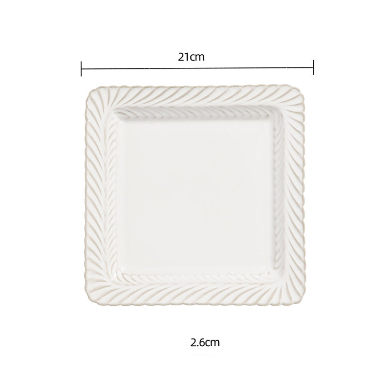 8‘’ Transmutation Glaze Porcelain Square Dinner Plates Serving Plate, Microwave and Oven Safe