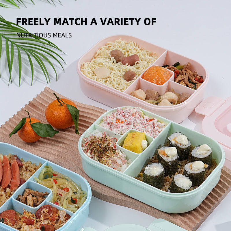 4-Compartment Kids Bento Lunch Box with Cutlery, Leakproof, BPA-Free - For Kids and Adults