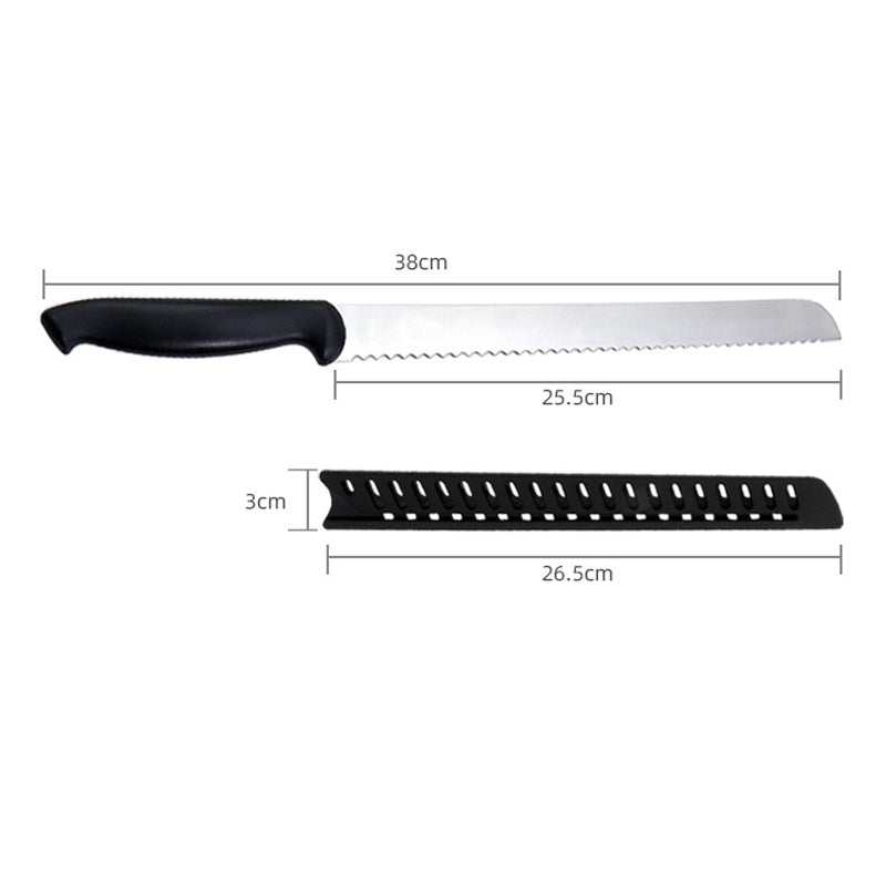 Stainless Steel Serrated Bread Knife With Knife Sheath