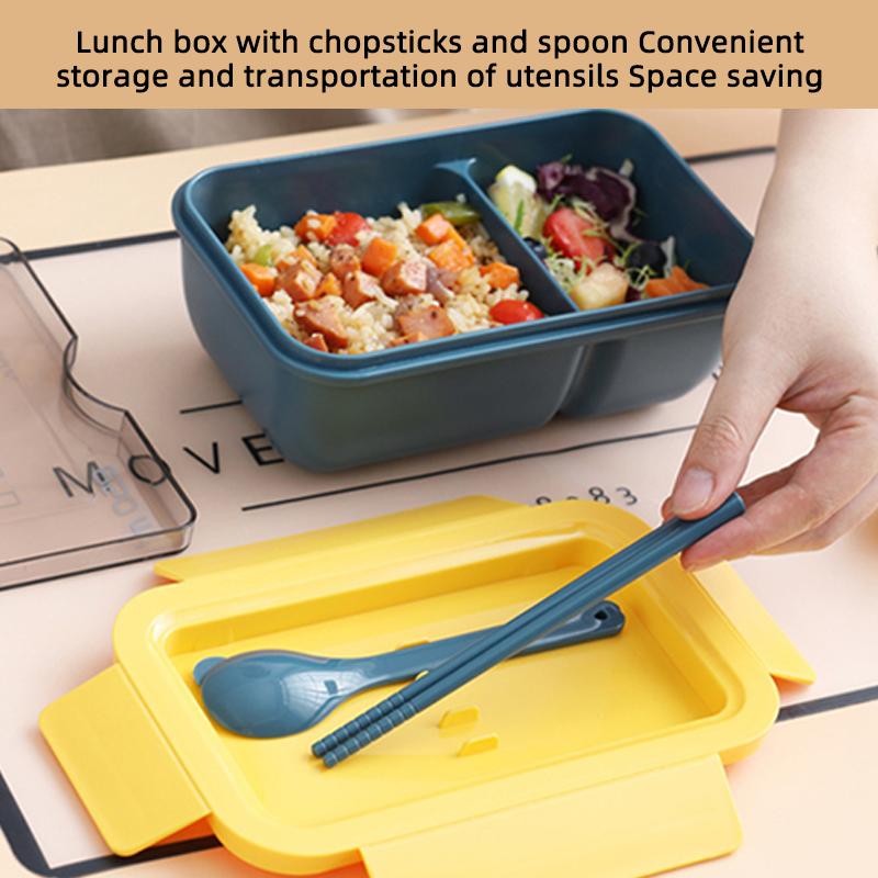 Food Safe Lunch Containers Leakproof 2 Compartments Kids Bento School Lunch Boxes with Spoon Fork for On the Go Meal