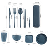 Wheat Straw Dinnerware Sets - 20 PCS Reusable Plates and Bowls Sets, Unbreakable Cups, Knives, Forks, Spoons & Chopstick