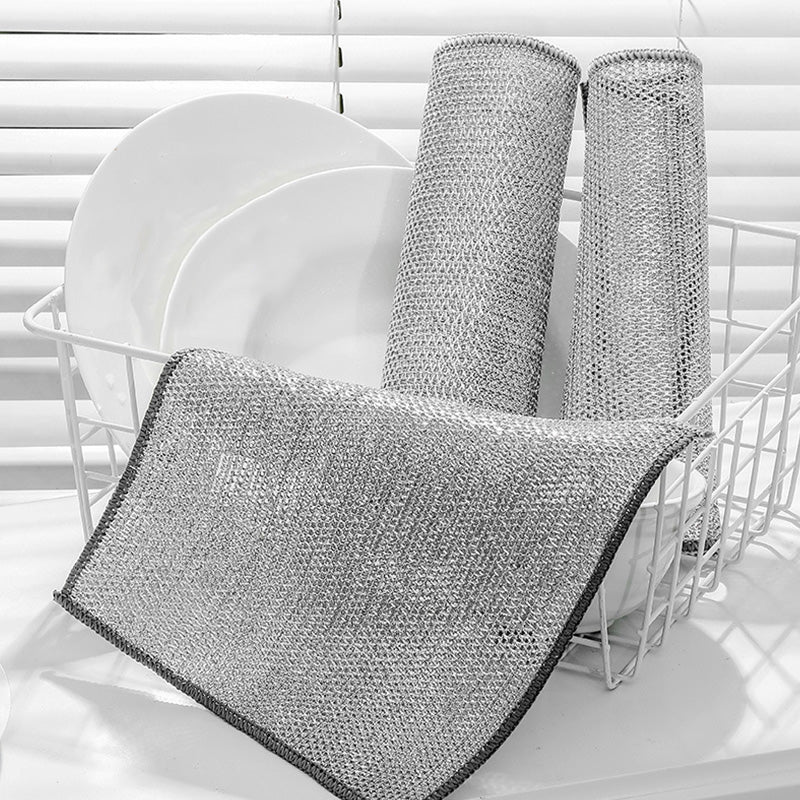 7.8'' x 7.8'' Non Scratch Wire Dishcloth Multipurpose Wire Dishwashing Rags for Wet and Dry, Reusable Wire Miracle Cleaning Cloths