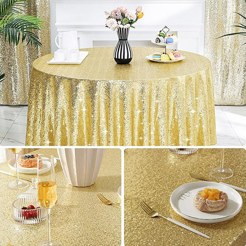 Sequin Round Tablecloth Glitter Dessert Cake Tablecloth Table Cover for Banquet Birthday Home Party Decoration