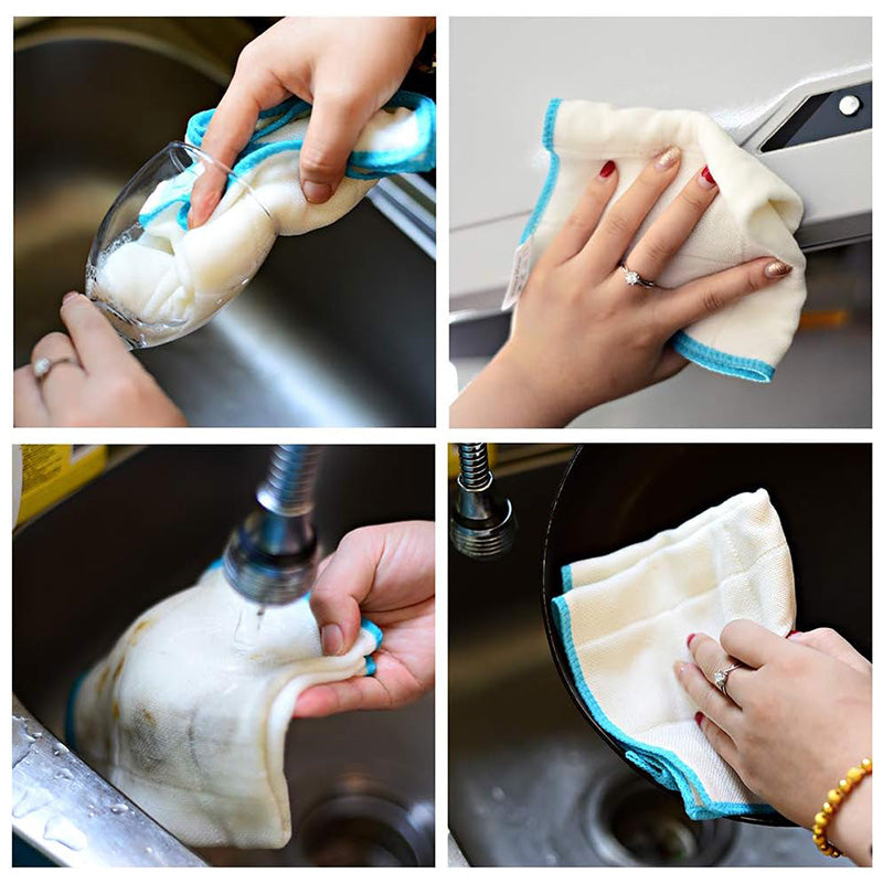 792 PCS Cleaning Cotton Rags Dish Cloth Kitchen, Blue line