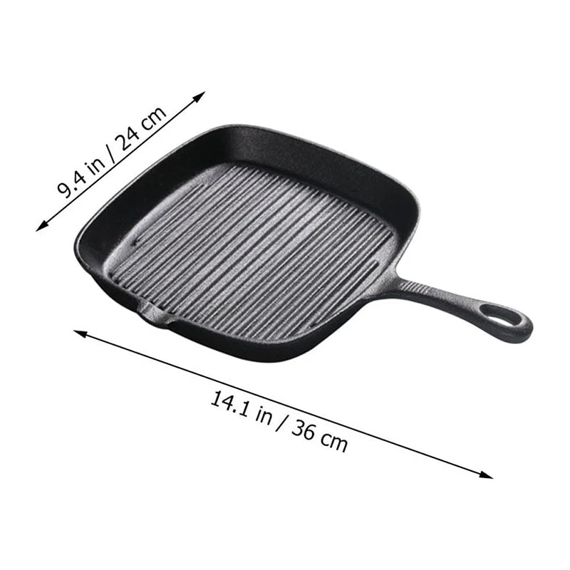 Cast Iron Square Grill Pan, Pre-Seasoned, 9.5-inch