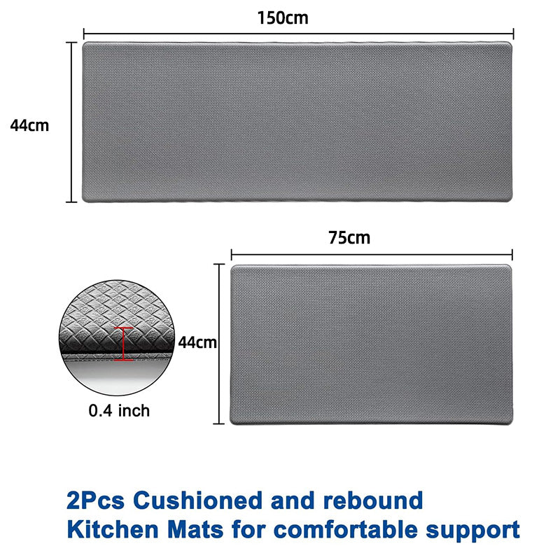 Kitchen Mats Anti Fatigue 2 Pieces,Stylish Grey Kitchen Mats for Floor,Memory Foam Comfort Mat for Kitchen Floor,Waterproof Anti Fatigue Mats for Kitchen Floor,Office,Sink,Laundry