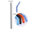 Reusable Stainless Steel Metal Straws With Silicone Flex Tips Elbows Cover - Dishwasher Safe - Ecofriendly