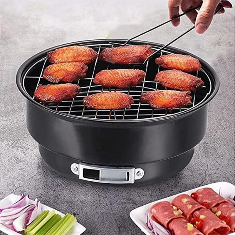 Round Mini Charcoal Grill with Grid for Outdoor Picnics BBQ