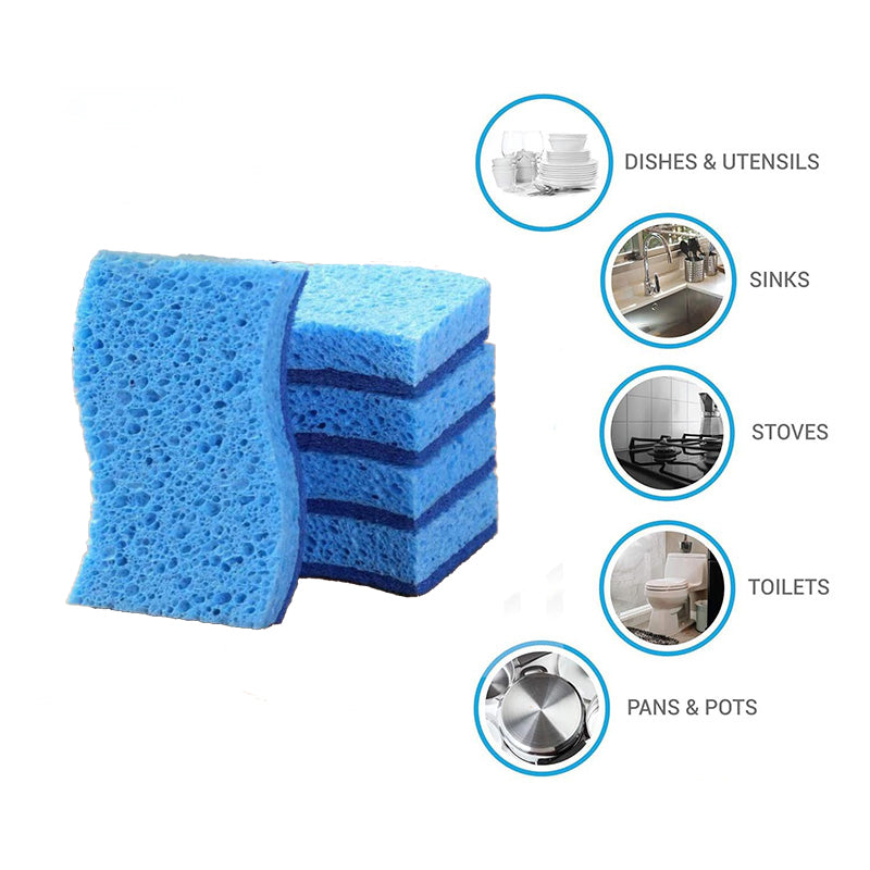 Non-Scratch Scrub Sponges for Washing Dishes and Cleaning the Kitchen and Bath, Safe for Non-Stick Cookware