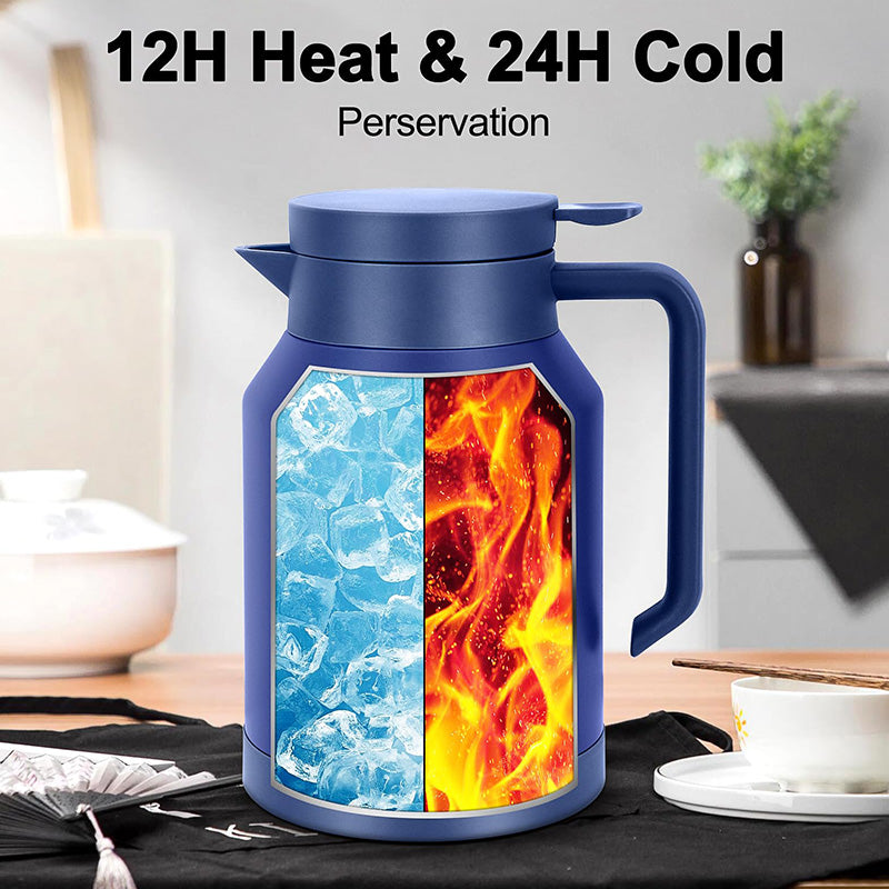 51Oz Thermal Coffee Carafe 360 Degree Rotating Insulated Stainless Steel Thermos Pot Flask Beverage Dispenser Coffee Carafes for Keeping Hot Cold Ideal for Coffee Tea Water