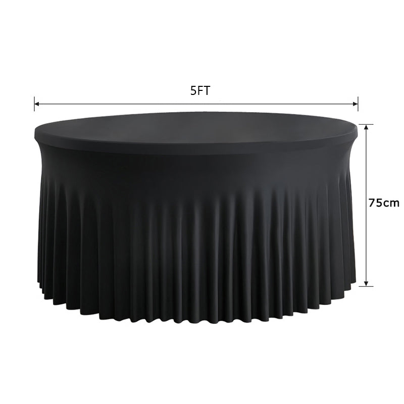 Round Spandex Tablecloth,Wrinkle Free Round Table Cloths with Skirt, Black&White