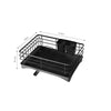 Carbon Steel Dish Drying Rack with Drainboard, Adjustable Spout Dish Strainers with Utensil Holder and Knife Slots