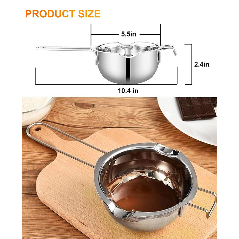 18/8 Stainless Steel Double Boiler Pot for Melting Chocolate, Candy and Candle Making, 400ml