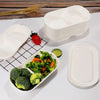 Biodegradable Food Containers, Two-Compartment Compostable Food Containers with Lids, Biodegradable Microwaveable Takeout Boxes, Boxes Made of Sugar Cane Fibers.