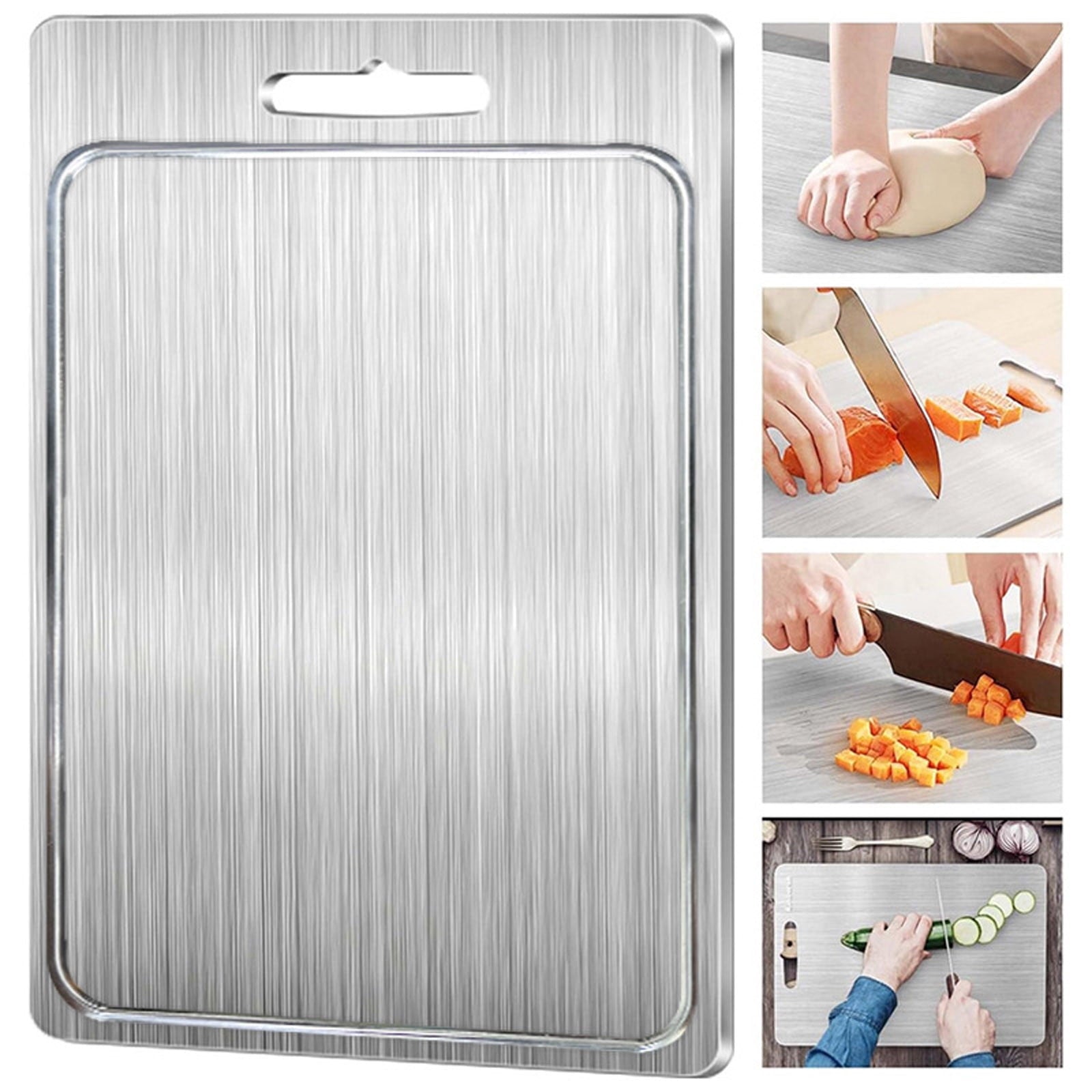 New Groove Antibacterial And Mildew-Proof 304 Stainless Steel Cutting Board 34*23CM