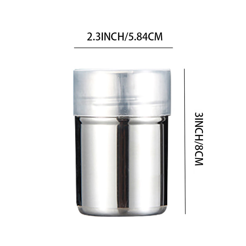 304 Stainless Steel Powder Sugar Shaker Duster with Lid, Fine Mesh Shaker Powder Cans