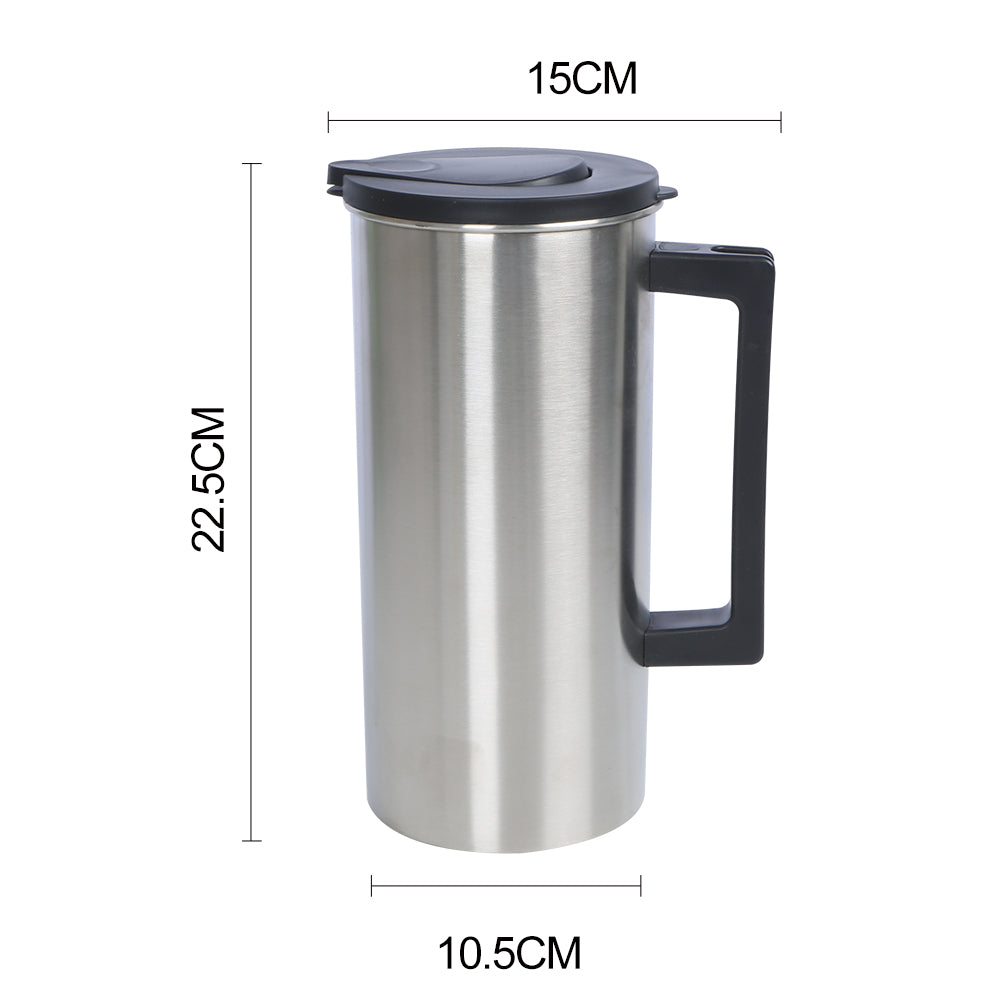 Stainless Steel Water Jug 1.6 L Large Pitcher with Handle Drinking Pitcher with Lid for Milk Juice Iced Tea